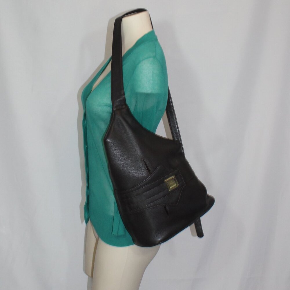 San Babila Milano Shoulder or Crossbody Brown Italian Leather Handbag Italy